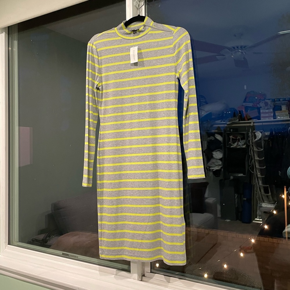 New with tags Banana Republic gray and fluorescent green dress